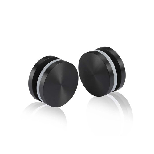 1-1/2'' Diameter Matte Black Anodized Aluminum, 180 Degree Mall Front Clamp (Material Thickness Accepted: 1/4'' to 1/2'')