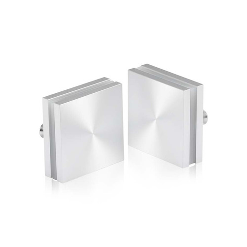 1-1/2'' x 1-1/2'' Clear Anodized Aluminum, Square Mall Front Clamp (Material Thickness Accepted: 1/4'' to 1/2'')