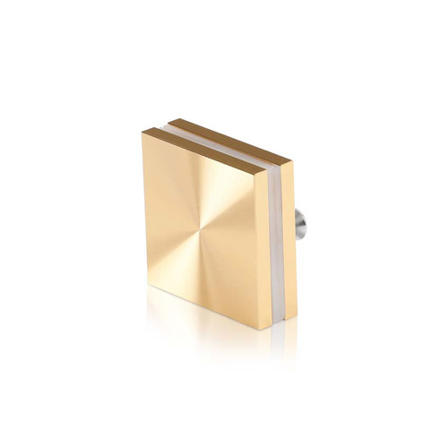1-1/2'' x 1-1/2'' Champagne Anodized Aluminum, Square Mall Front Clamp (Material Thickness Accepted: 1/4'' to 1/2'')