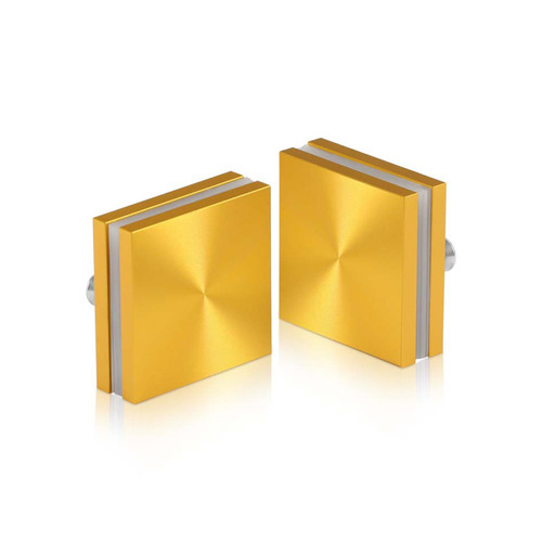1-1/2'' x 1-1/2'' Gold Anodized Aluminum, Square Mall Front Clamp (Material Thickness Accepted: 1/4'' to 1/2'')