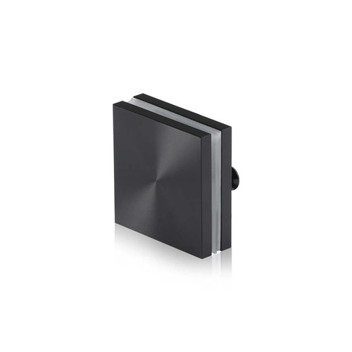 1-1/2'' x 1-1/2'' Matte Black Anodized Aluminum, Square Mall Front Clamp (Material Thickness Accepted: 1/4'' to 1/2'')