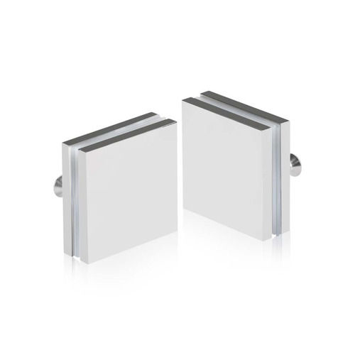 1-1/2'' x 1-1/2'' Polished Stainless Steel 304, Square Mall Front Clamp (Material Thickness Accepted: 1/4'' to 1/2'')