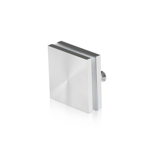 1-1/2'' x 1-1/2'' Brushed Stainless Steel 304, Square Mall Front Clamp (Material Thickness Accepted: 1/4'' to 1/2'')