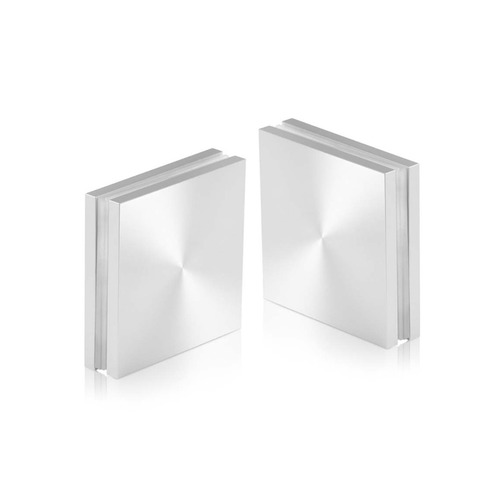 2'' x 2'' Clear Anodized Aluminum, Square Mall Front Clamp (Material Thickness Accepted: 1/4'' to 1/2'')