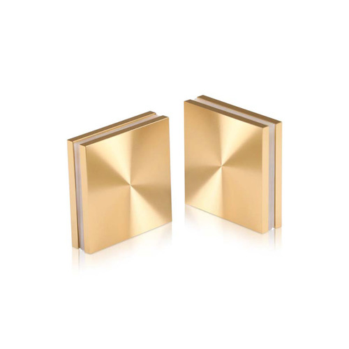2'' x 2'' Champagne Anodized Aluminum, Square Mall Front Clamp (Material Thickness Accepted: 1/4'' to 1/2'')