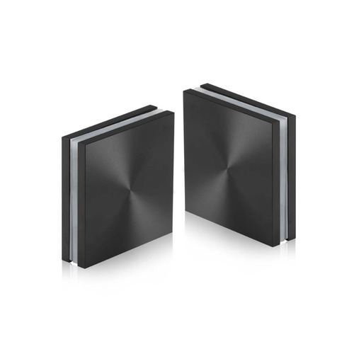 2'' x 2'' Matte Black Anodized Aluminum, Square Mall Front Clamp (Material Thickness Accepted: 1/4'' to 1/2'')
