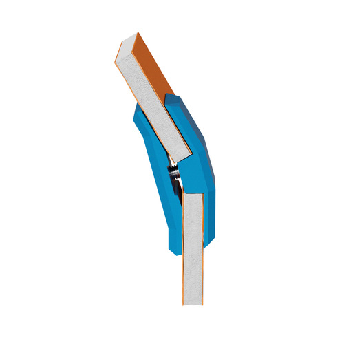 150° Connector For Substrates, ABS Azure (Pantone 299C) for 1/4