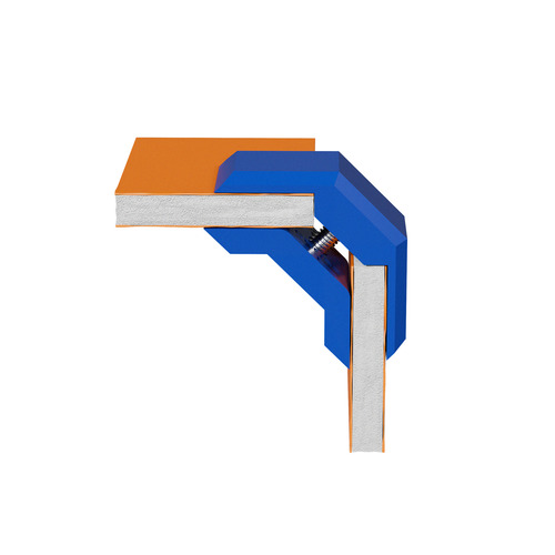 90° Connector For Substrates, ABS Blue (Pantone 286C) for 1/4