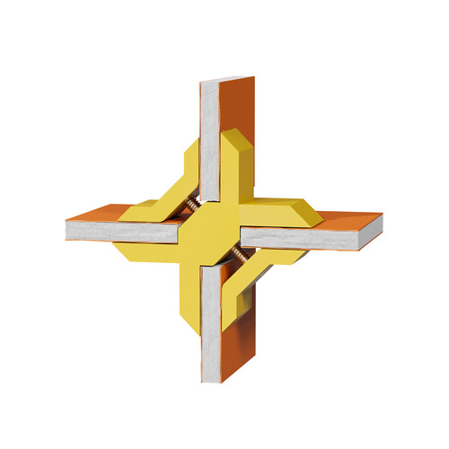 Cross Connector For Substrates, ABS Yellow (Pantone 136C) for 1/4