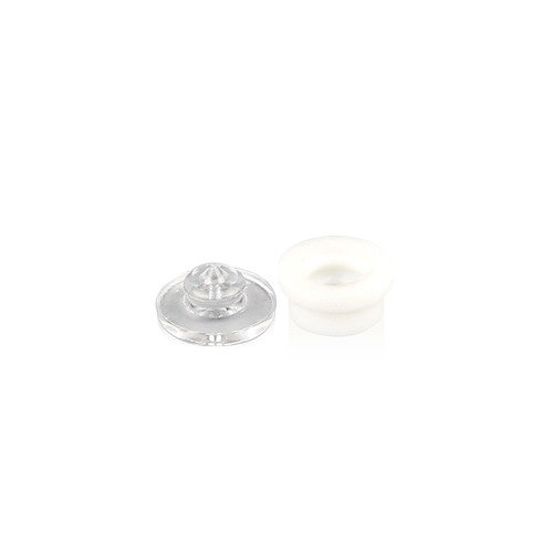 White Mini Quick Snap 1/2'' x 1/4'' Adhesive Mounted Heads (Sold Per Set 1 Body and 1 Head)