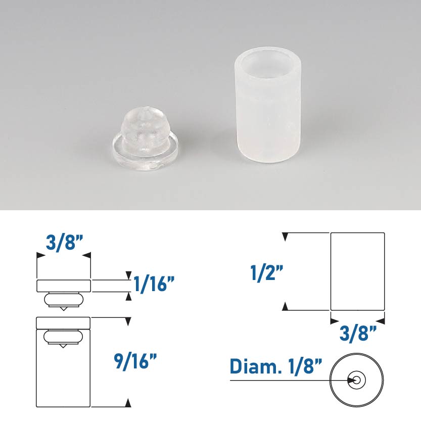 Clear Medium Quick Snap 3/8’' X 1/2'' Adhesive Mounted Head (sold per Set 1 Body and 1 Head)