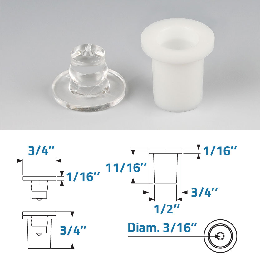White Extra Big Quick Snap 3/4’' X 3/4'' Adhesive Mounted Head (sold per Set 1 Body and 1 Head)