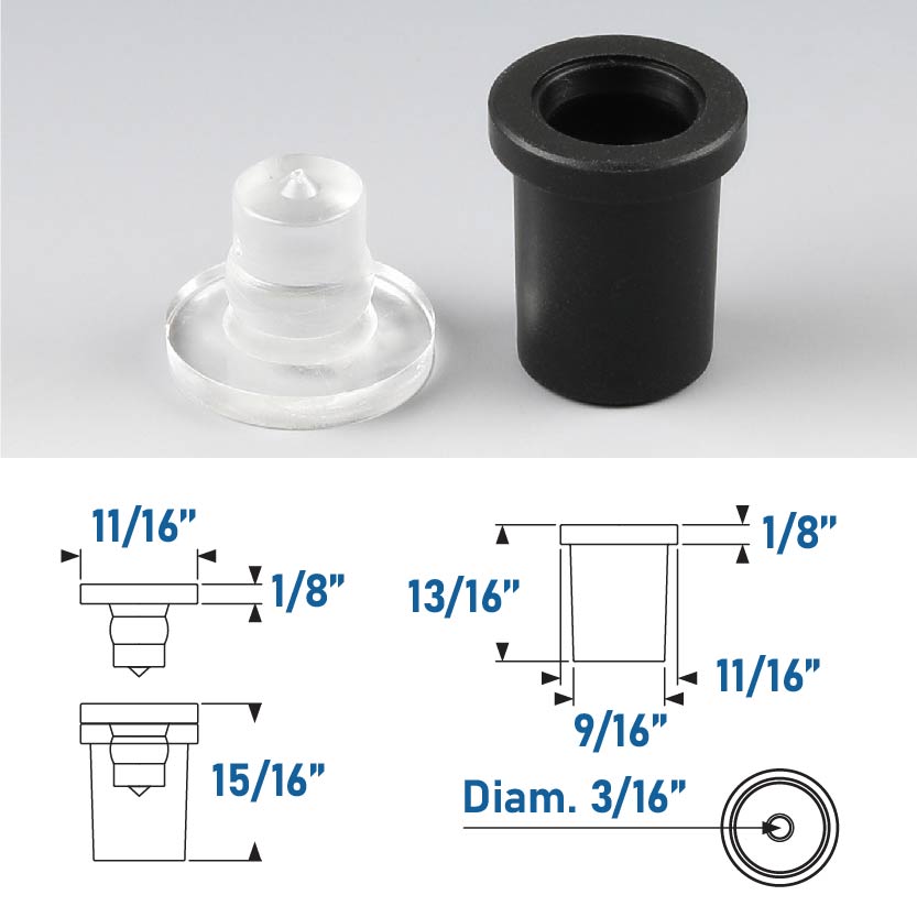 Black Jumbo Quick Snap 3/4’' X 1'' Adhesive Mounted Head (sold per Set 1 Body and 1 Head)