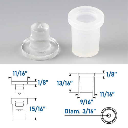Clear Jumbo Quick Snap 3/4’' X 1'' Adhesive Mounted Head (sold per Set 1 Body and 1 Head)