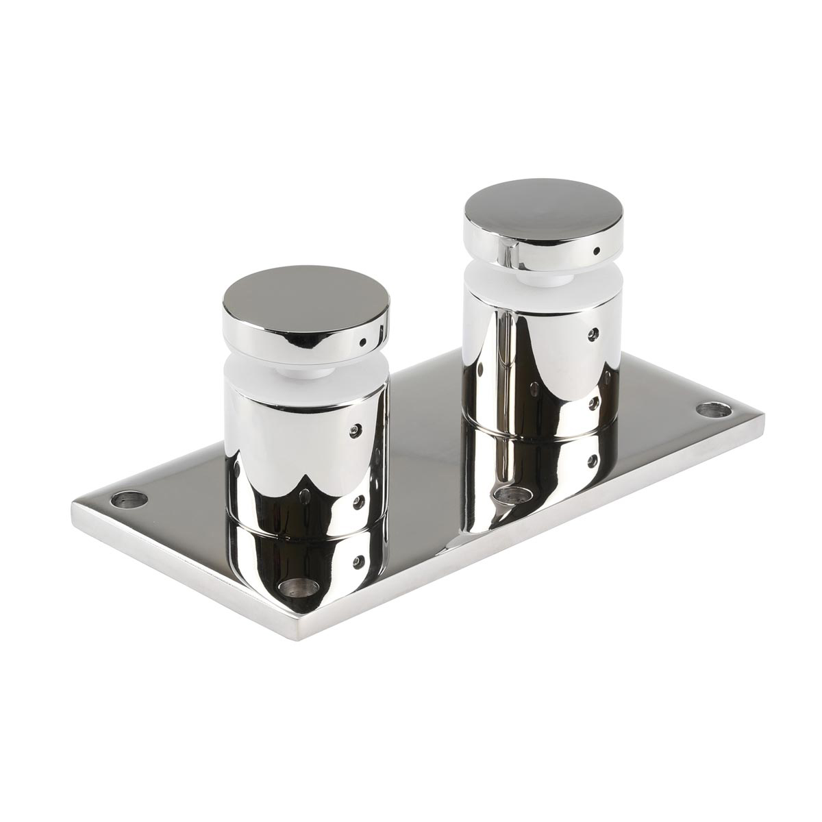 316 Polished Stainless Steel Standard 2 Glass Rail Standoff Fitting With Mounting Plate 6173