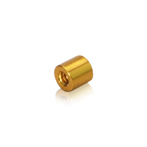 6-32 Threaded Barrels Diameter: 1/4'', Length: 1/4'', Gold Anodized Aluminum [Required Material Hole Size: 11/64'' ]