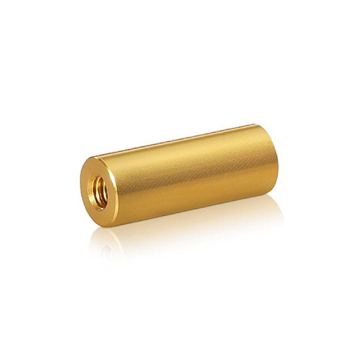 10-24 Threaded Barrels Diameter: 3/8'', Length: 1'', Gold Anodized Aluminum [Required Material Hole Size: 7/32'' ]