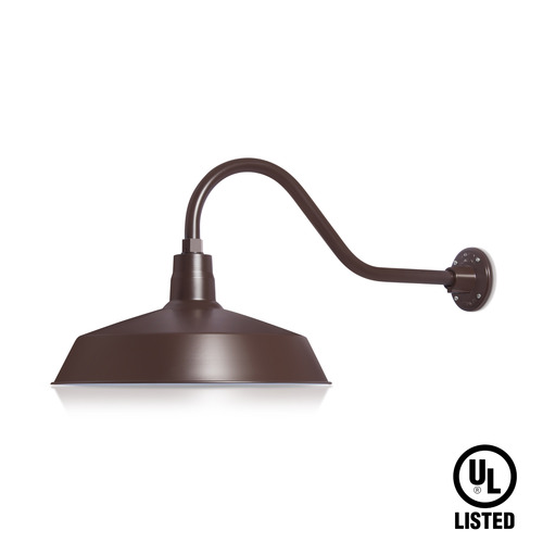 (1) 17'' Diameter Architecural Bronze Warehouse / Barn Shade with (1) 22'' Long x 7-1/2'' High Architecural Bronze Gooseneck Arm