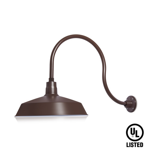 (1) 17'' Diameter Architecural Bronze Warehouse / Barn Shade with (1) 24'' Long x 17'' High Architecural Bronze Gooseneck Arm