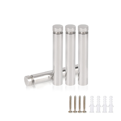 (Set of 4) 1/2'' Diameter X 2-1/2'' Barrel Length, Stainless Steel Polished Finish. Standoff with (4) 2208Z Screw and (4) LANC1 Anchor for concrete or drywall (For Inside Use Only) [Required Material Hole Size: 3/8'']
