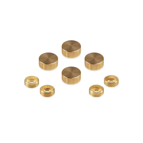 Set of 4 Screw Cover, Diameter: 5/8'', Aluminum Champagne Anodized Finish (Indoor or Outdoor Use), Special for 3/16'' Diameter TAPCON Screw Slotted Hex (TAPCON Screw Sold Separatly)