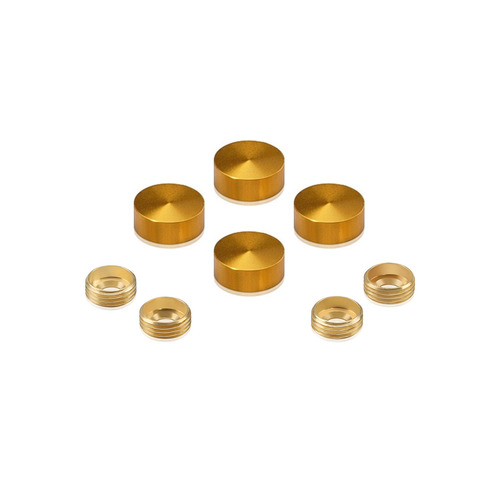 Set of 4 Screw Cover, Diameter: 5/8'', Aluminum Gold Anodized Finish (Indoor or Outdoor Use), Special for 3/16'' Diameter TAPCON Screw Slotted Hex (TAPCON Screw Sold Separatly)