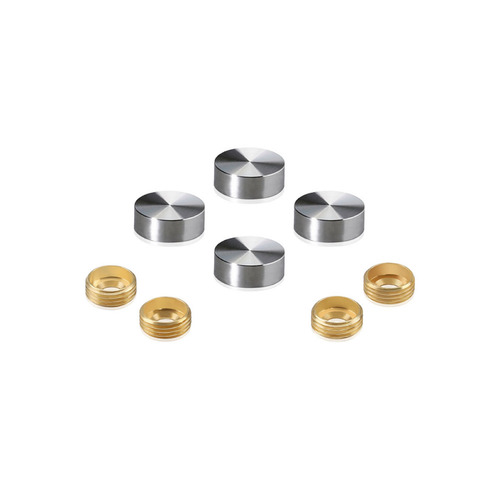 Set of 4 Screw Cover, Diameter: 5/8'', Satin Brushed Stainless Steel Finish (Indoor or Outdoor Use), Special for 3/16'' Diameter TAPCON Screw Slotted Hex (TAPCON Screw Sold Separately)