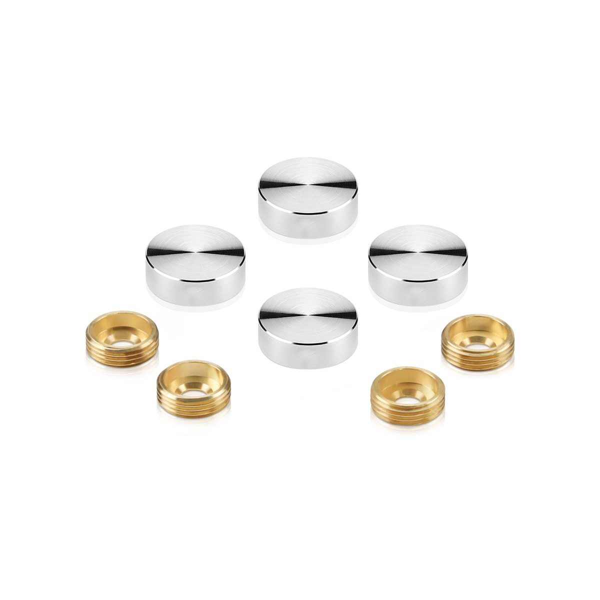 Set of 4 Screw Cover, Diameter: 3/4'', Satin Brushed Stainless Steel Finish (Indoor or Outdoor Use), Special for 3/16'' Diameter TAPCON Screw Slotted Hex (TAPCON Screw Sold Separately)