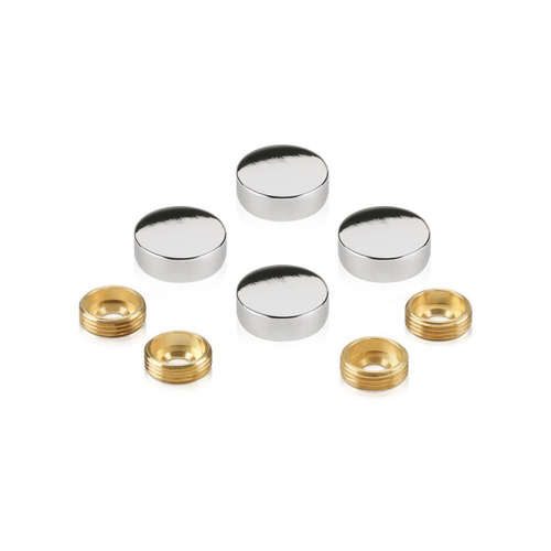 Set of 4 Screw Cover, Diameter: 3/4'', Polished Stainless Steel Finish (Indoor or Outdoor Use), Special for 3/16'' Diameter TAPCON Screw Slotted Hex (TAPCON Screw Sold Separately)