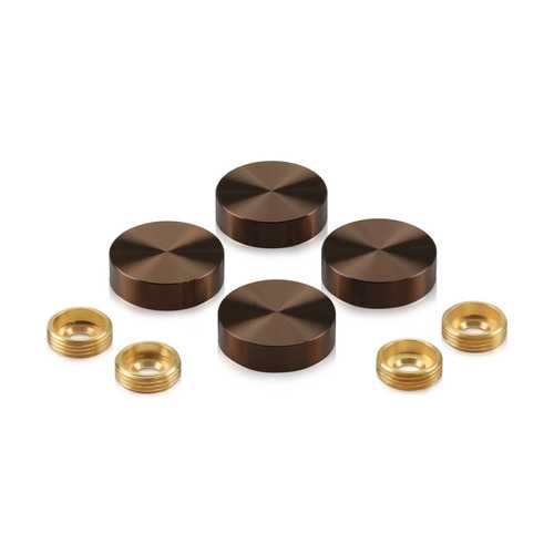 Set of 4 Screw Cover, Diameter: 1'', Aluminum Bronze Anodized Finish (Indoor or Outdoor Use), Special for 3/16'' Diameter TAPCON Screw Slotted Hex (TAPCON Screw Sold Separatly)