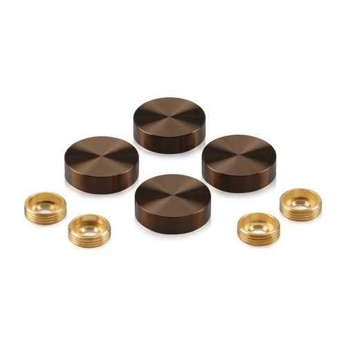 Set of 4 Screw Cover, Diameter: 1'', Aluminum Bronze Anodized Finish (Indoor or Outdoor Use), Special for 3/16'' Diameter TAPCON Screw Slotted Hex (TAPCON Screw Sold Separatly)