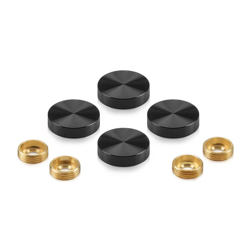 Set of 4 Screw Cover, Diameter: 1'', Aluminum Black Anodized Finish (Indoor or Outdoor Use), Special for 3/16'' Diameter TAPCON Screw Slotted Hex (TAPCON Screw Sold Separatly)