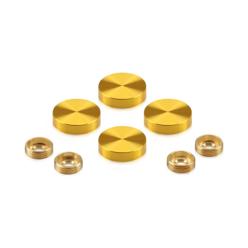 Set of 4 Screw Cover, Diameter: 1'', Aluminum Gold Anodized Finish (Indoor or Outdoor Use), Special for 3/16'' Diameter TAPCON Screw Slotted Hex (TAPCON Screw Sold Separatly)