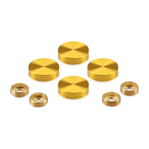 Set of 4 Screw Cover, Diameter: 1'', Aluminum Gold Anodized Finish (Indoor or Outdoor Use), Special for 3/16'' Diameter TAPCON Screw Slotted Hex (TAPCON Screw Sold Separatly)