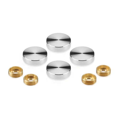 Set of 4 Screw Cover, Diameter: 1'', Satin Brushed Stainless Steel Finish (Indoor or Outdoor Use), Special for 3/16'' Diameter TAPCON Screw Slotted Hex (TAPCON Screw Sold Separately)