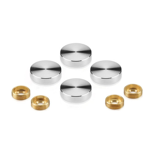 Set of 4 Screw Cover, Diameter: 1'', Satin Brushed Stainless Steel Finish (Indoor or Outdoor Use), Special for 3/16'' Diameter TAPCON Screw Slotted Hex (TAPCON Screw Sold Separately)