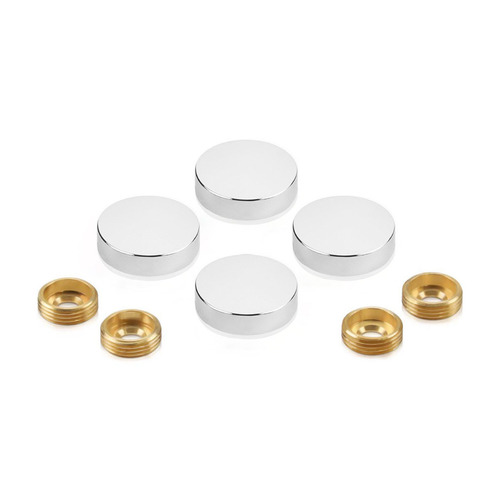 Set of 4 Screw Cover, Diameter: 1'', Polished Stainless Steel Finish (Indoor Use), Special for 3/16'' Diameter TAPCON Screw Slotted Hex (TAPCON Screw Sold Separately)