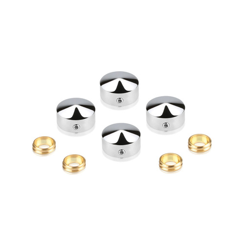 Set of 4 Conical Locking Screw Cover Diameter 5/8'', Polished Stainless Steel Finish (Indoor or Outdoor)