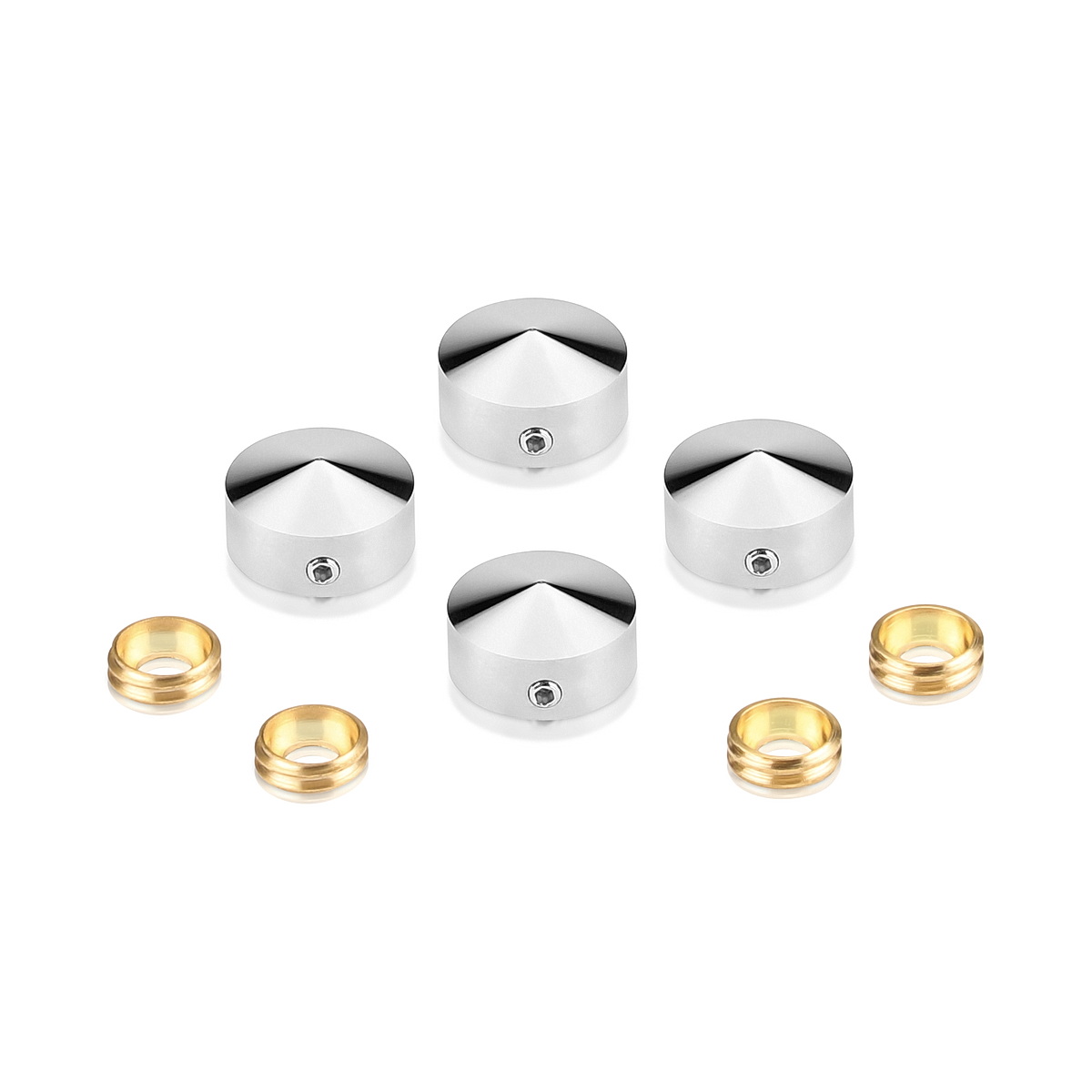 Set of 4 Conical Locking Screw Cover Diameter 5/8'', Satin Brushed Stainless Steel Finish (Indoor Use Only)