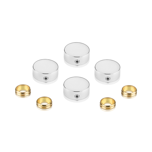 Set of 4 Locking Screw Cover Diameter 5/8'', Polished Stainless Steel Finish (Indoor Use Only)