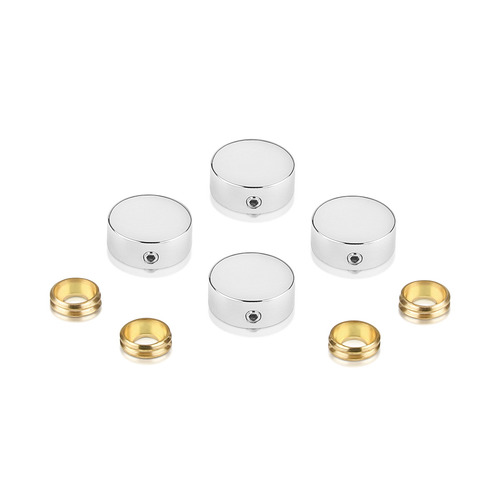 Set of 4 Locking Screw Cover Diameter 5/8'', Polished Stainless Steel Finish (Indoor or Outdoor)