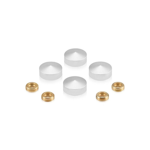 Set of 4 Conical Screw Cover, Diameter: 11/16'' (Less 3/4''), Aluminum Clear Anodized Finish (Indoor or Outdoor Use)