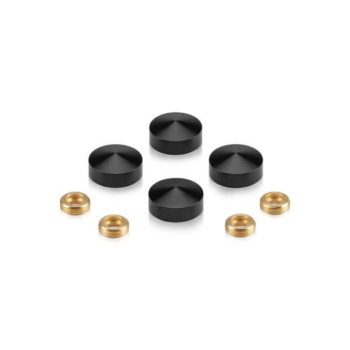 Set of 4 Conical Screw Cover, Diameter: 11/16'' (Less 3/4''), Aluminum Black Anodized Finish (Indoor or Outdoor Use)