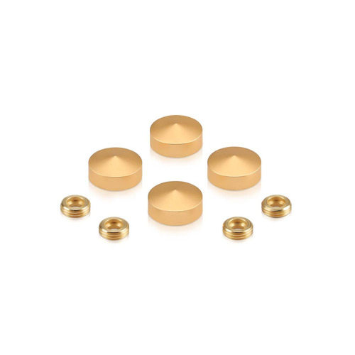 Set of 4 Conical Screw Cover, Diameter: 11/16'' (Less 3/4''), Aluminum Champagne Anodized Finish (Indoor or Outdoor Use)