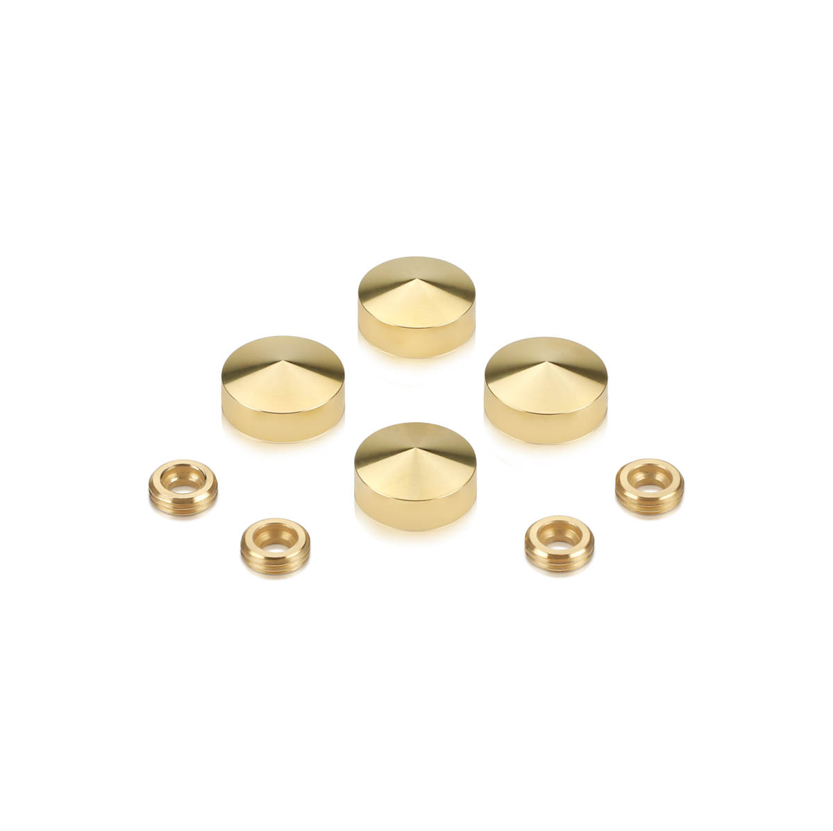 Set of 4 Conical Screw Cover, Diameter: 11/16'' (Less 3/4''), Brass Plain Finish (Indoor or Outdoor Use, but for outdoor use Brass will come darker if no varnish applied)