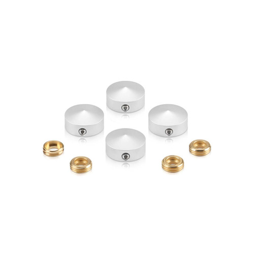 Set of 4 Conical Locking Screw Cover, Diameter: 11/16'' (Less 3/4''), Aluminum Clear Anodized Finish (Indoor or Outdoor Use)