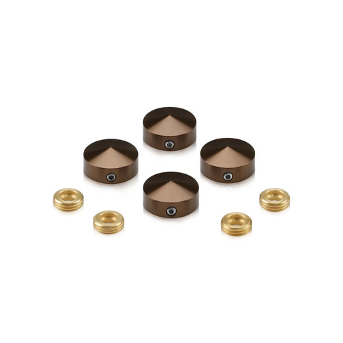 Set of 4 Conical Locking Screw Cover, Diameter: 11/16'' (Less 3/4''), Aluminum Bronze Anodized Finish (Indoor or Outdoor Use)