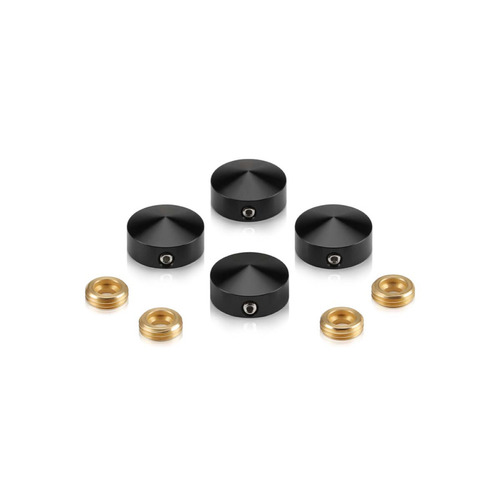 Set of 4 Conical Locking Screw Cover, Diameter: 11/16'' (Less 3/4''), Aluminum Black Anodized Finish (Indoor or Outdoor Use)