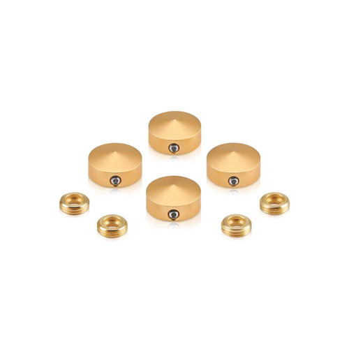 Set of 4 Conical Locking Screw Cover, Diameter: 11/16'' (Less 3/4''), Aluminum Champagne Anodized Finish (Indoor or Outdoor Use)