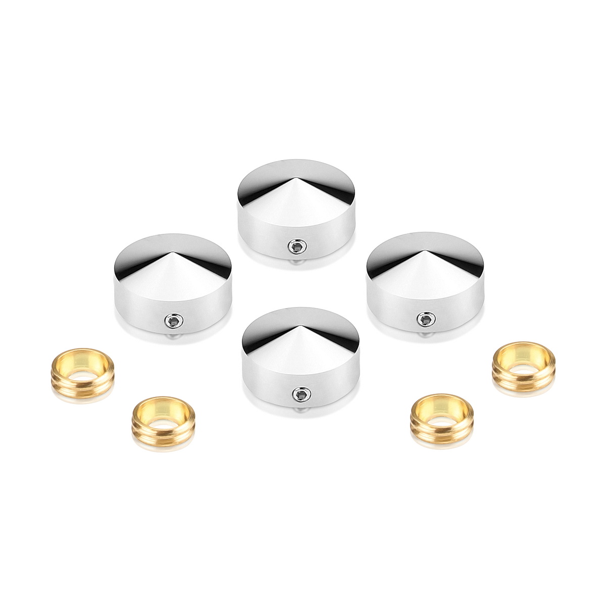 Set of 4 Conical Locking Screw Cover Diameter 11/16'', Satin Brushed Stainless Steel Finish (Indoor or Outdoor)